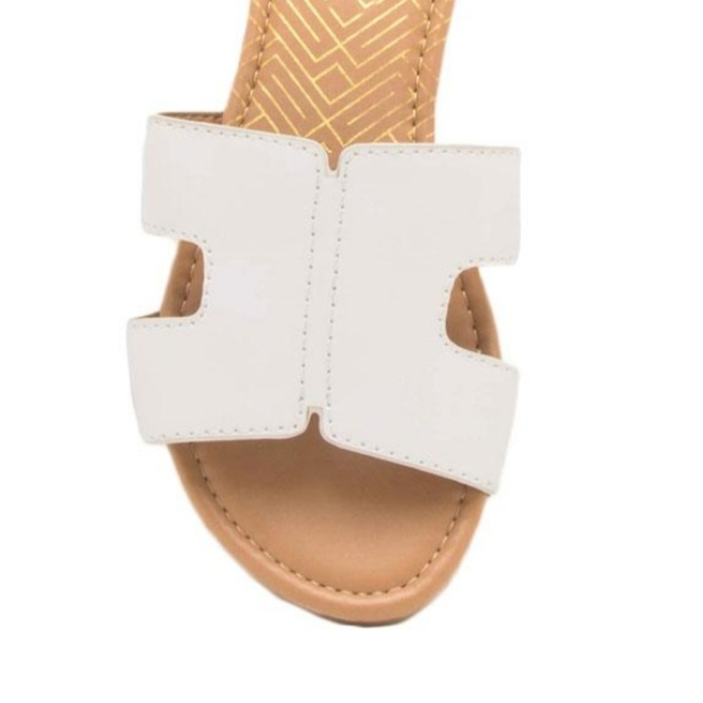 White Slide Sandals Vegan Leather Trendy Summer - Picture 4 of 4